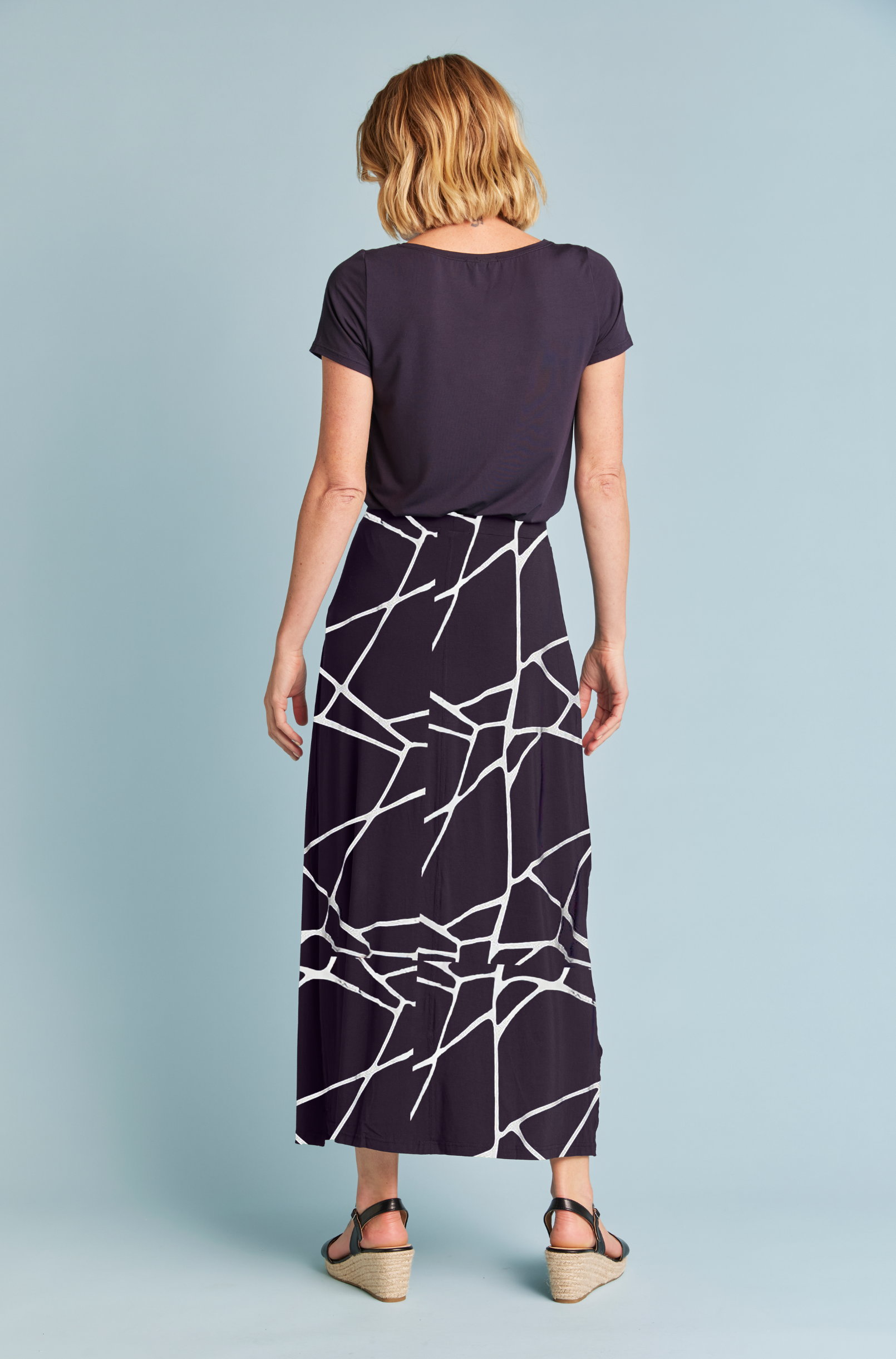Long Panel Skirt - Navy Marble