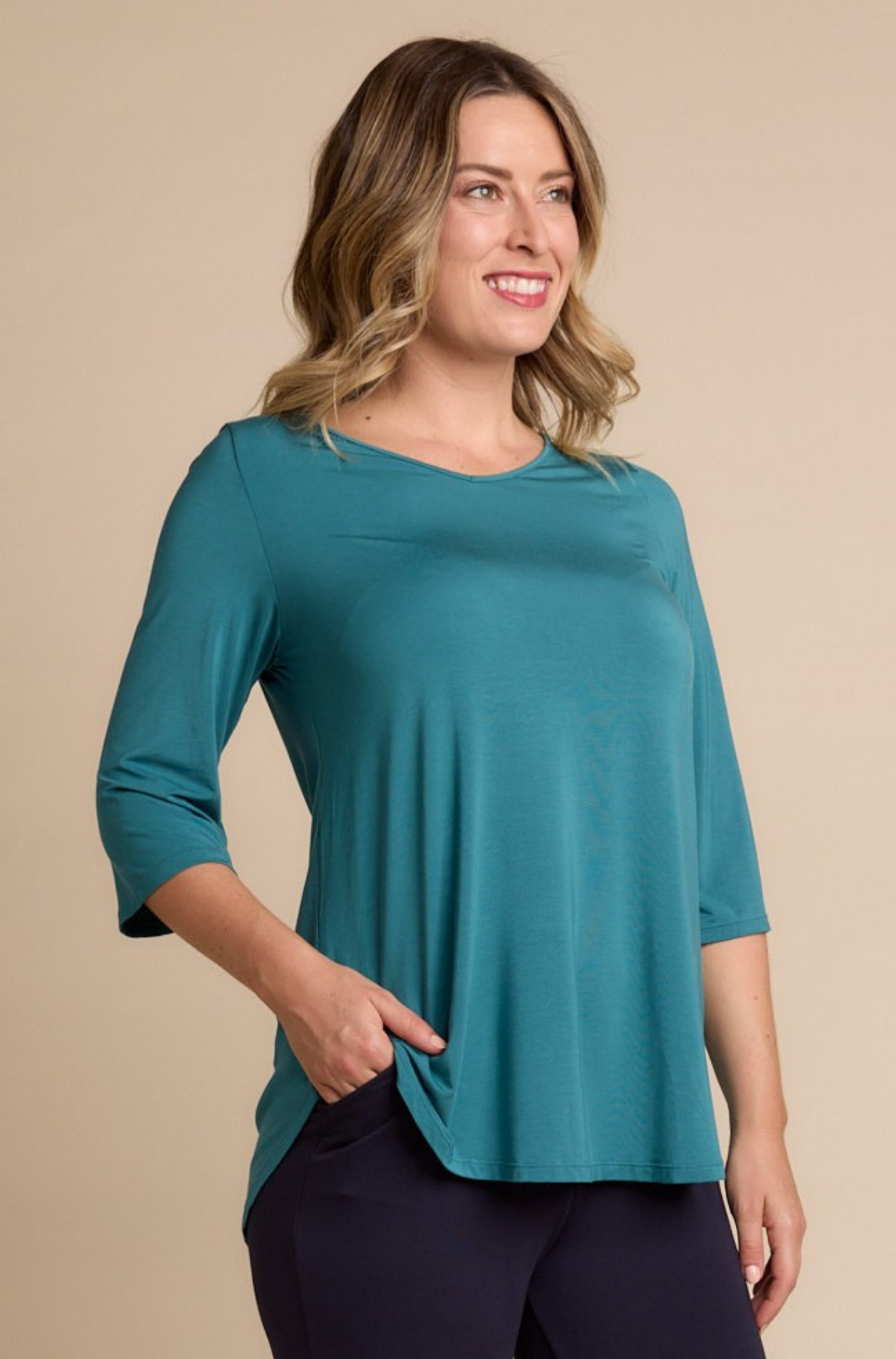 Tilly 3/4 Sleeve - Peacock