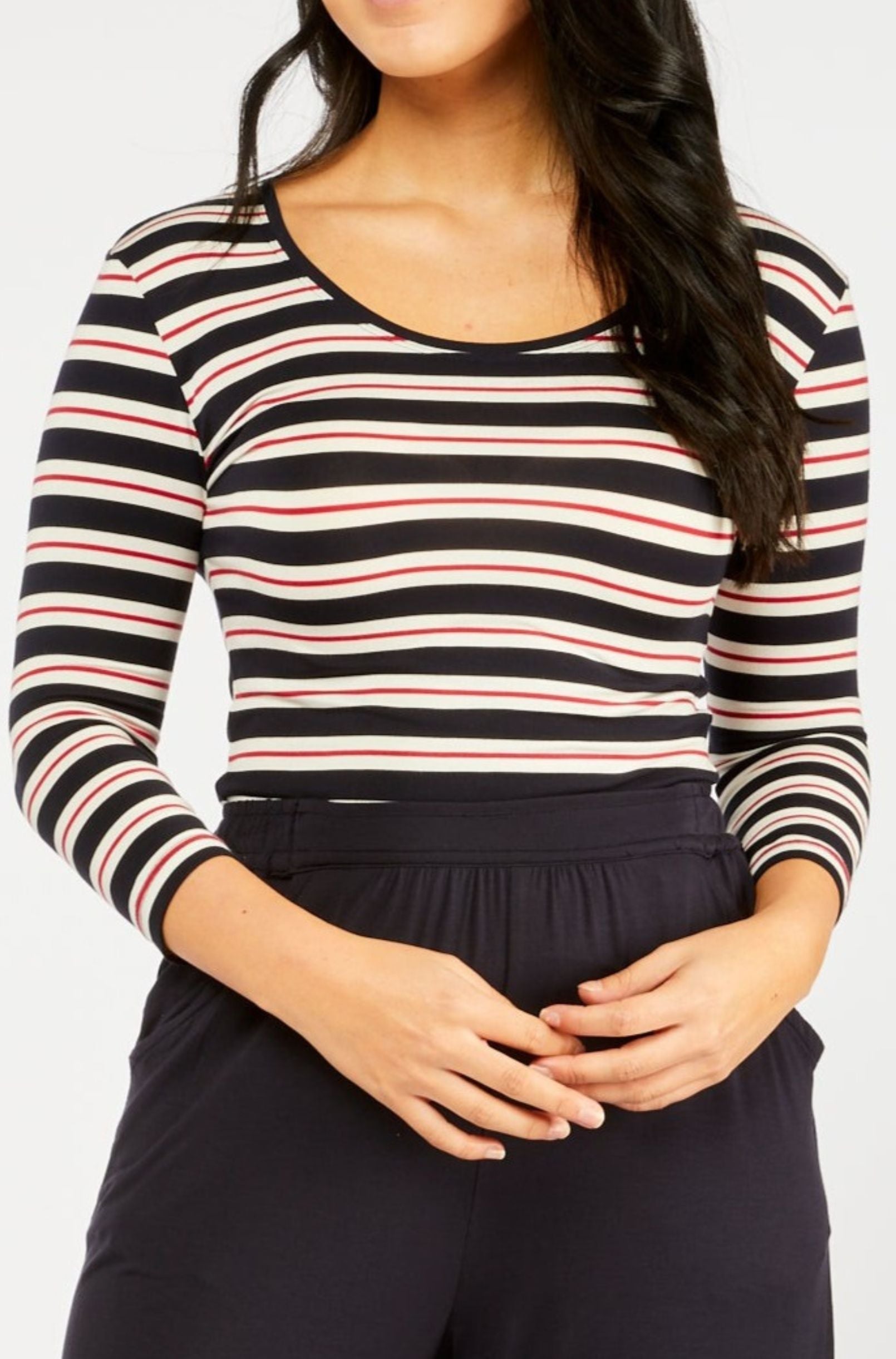 3/4 Sleeve Scoop - Sailor