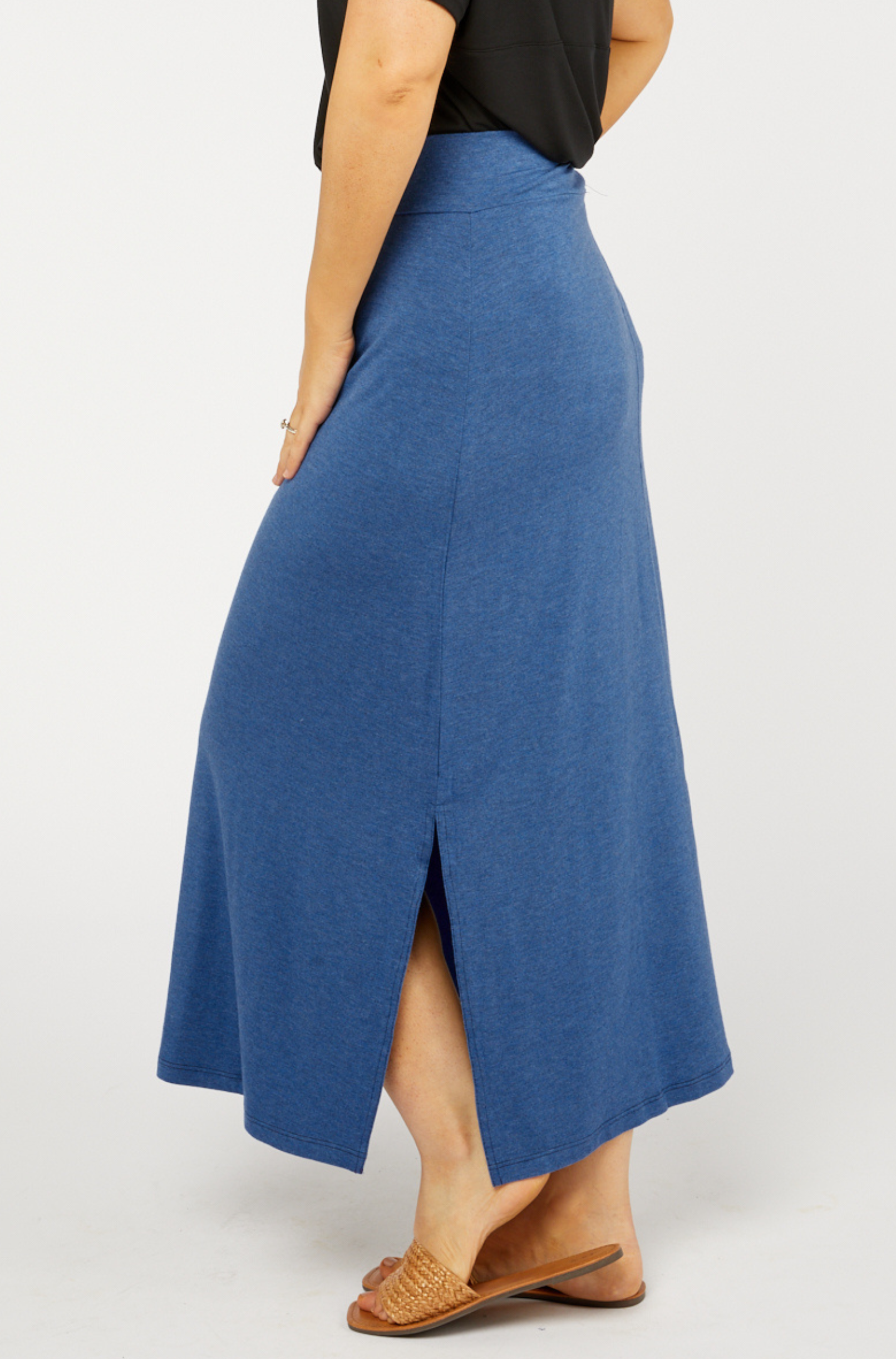 Long Panel Skirt Denim
