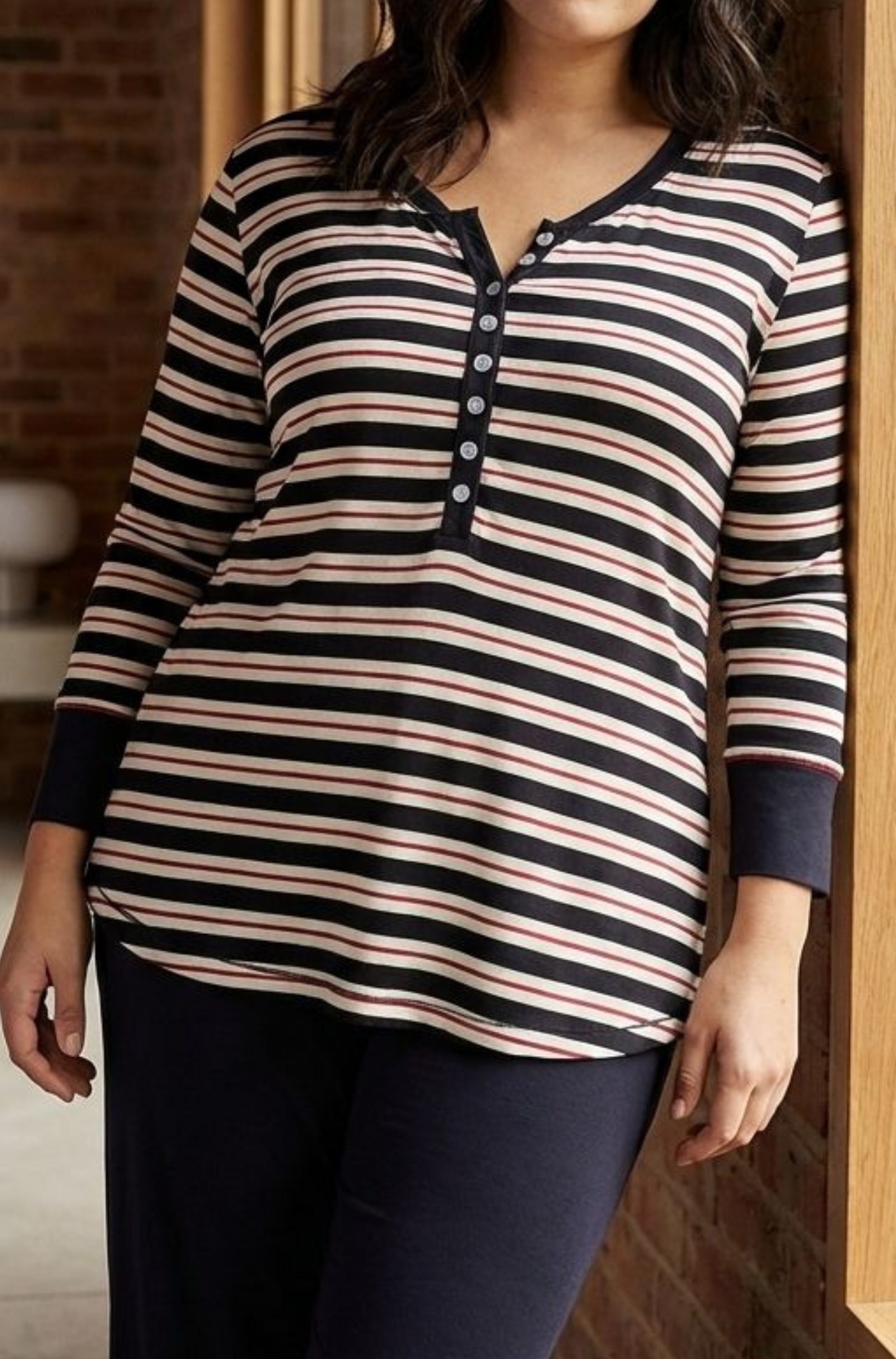 Swing 3/4 Sleeve Henley - Sailor