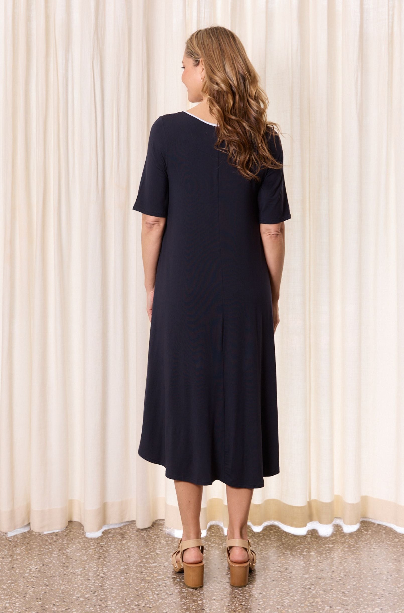 Original Tri Dress - French Navy White Trim
