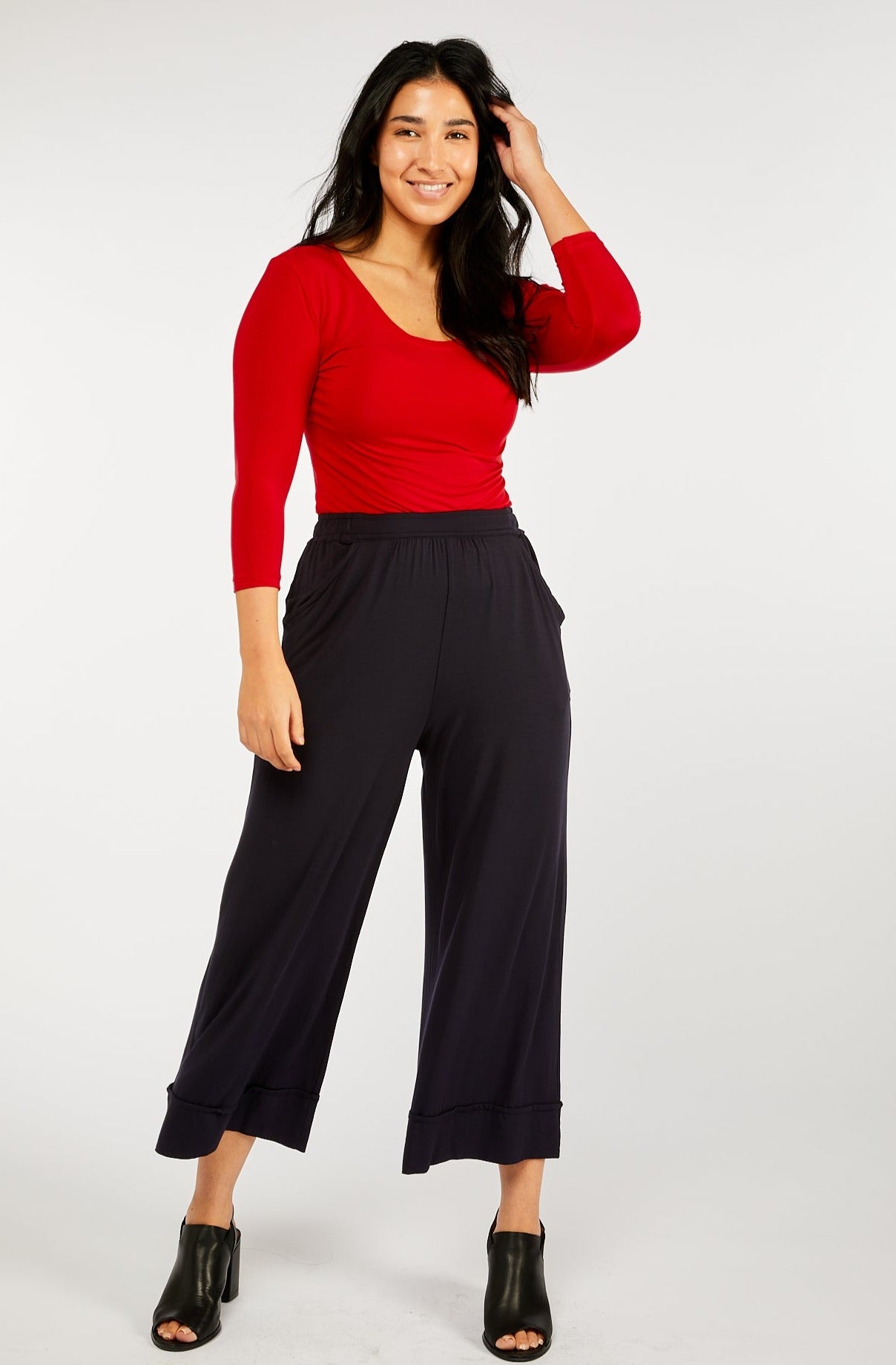 3/4 Sleeve Scoop Red