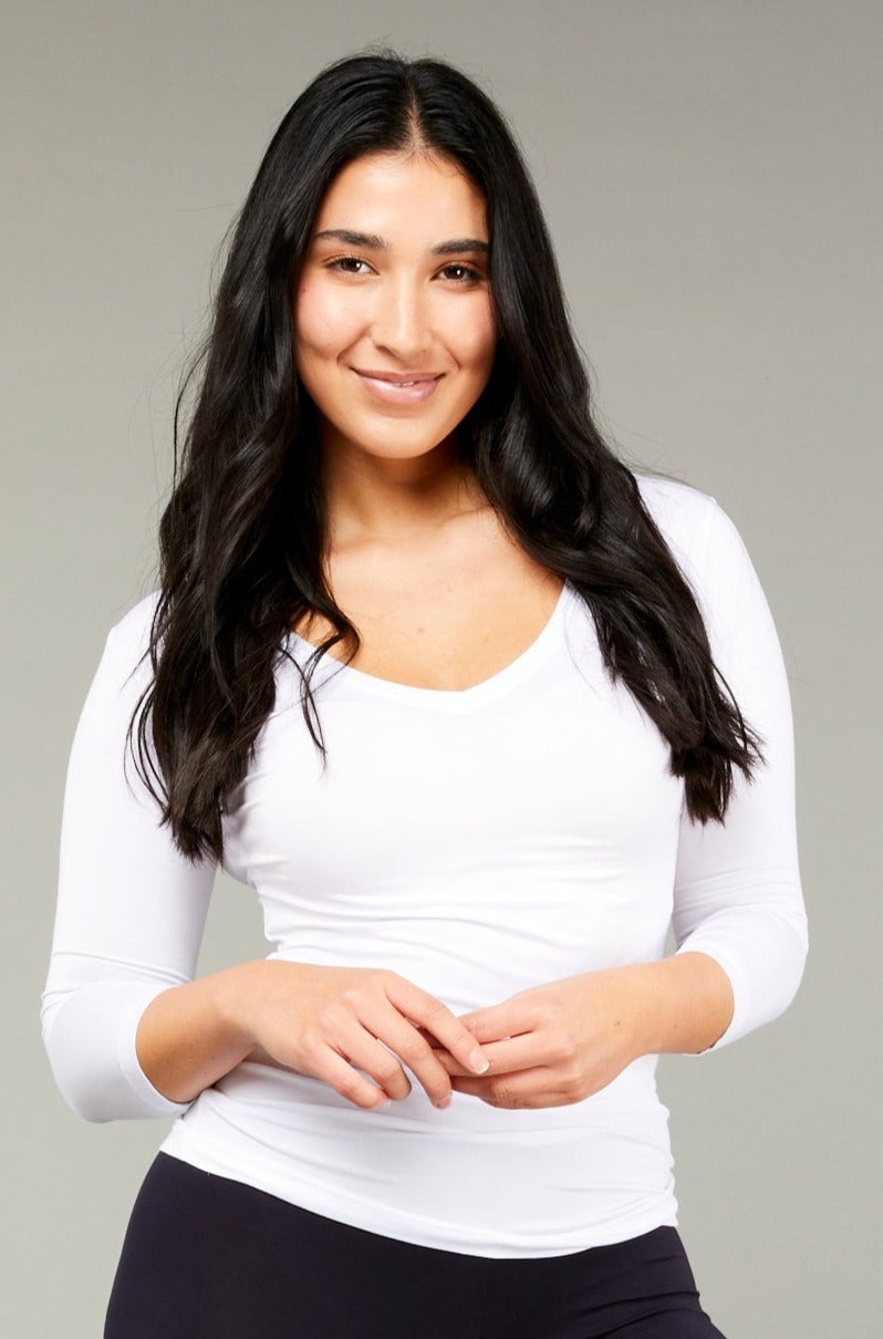 V-Neck 3/4 Sleeve White