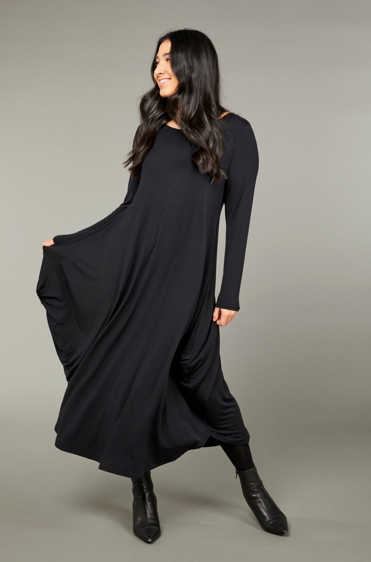 Long Sleeve Tri Dress Black