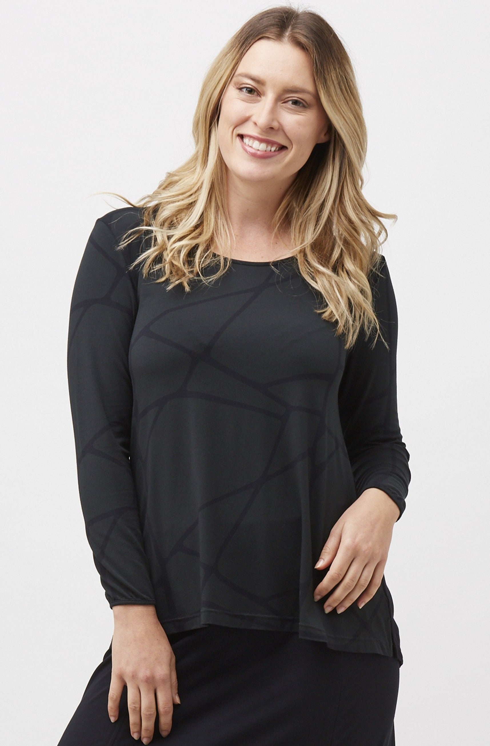 Split Hem Long Sleeve Marble