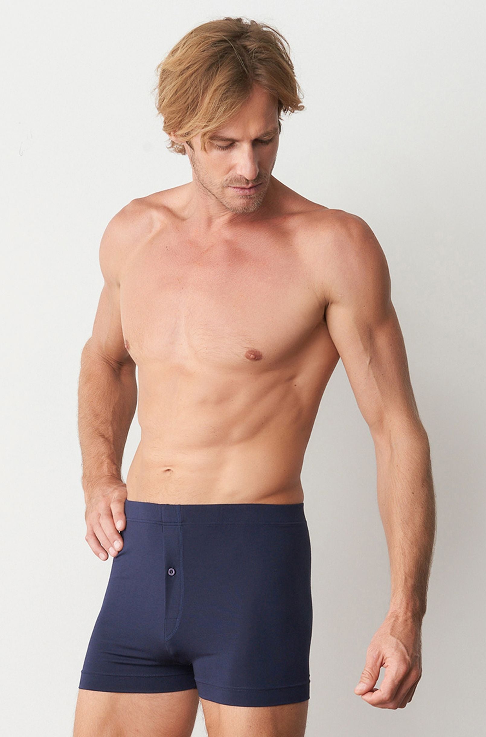 Swiss Cotton Button Trunk - Navy
