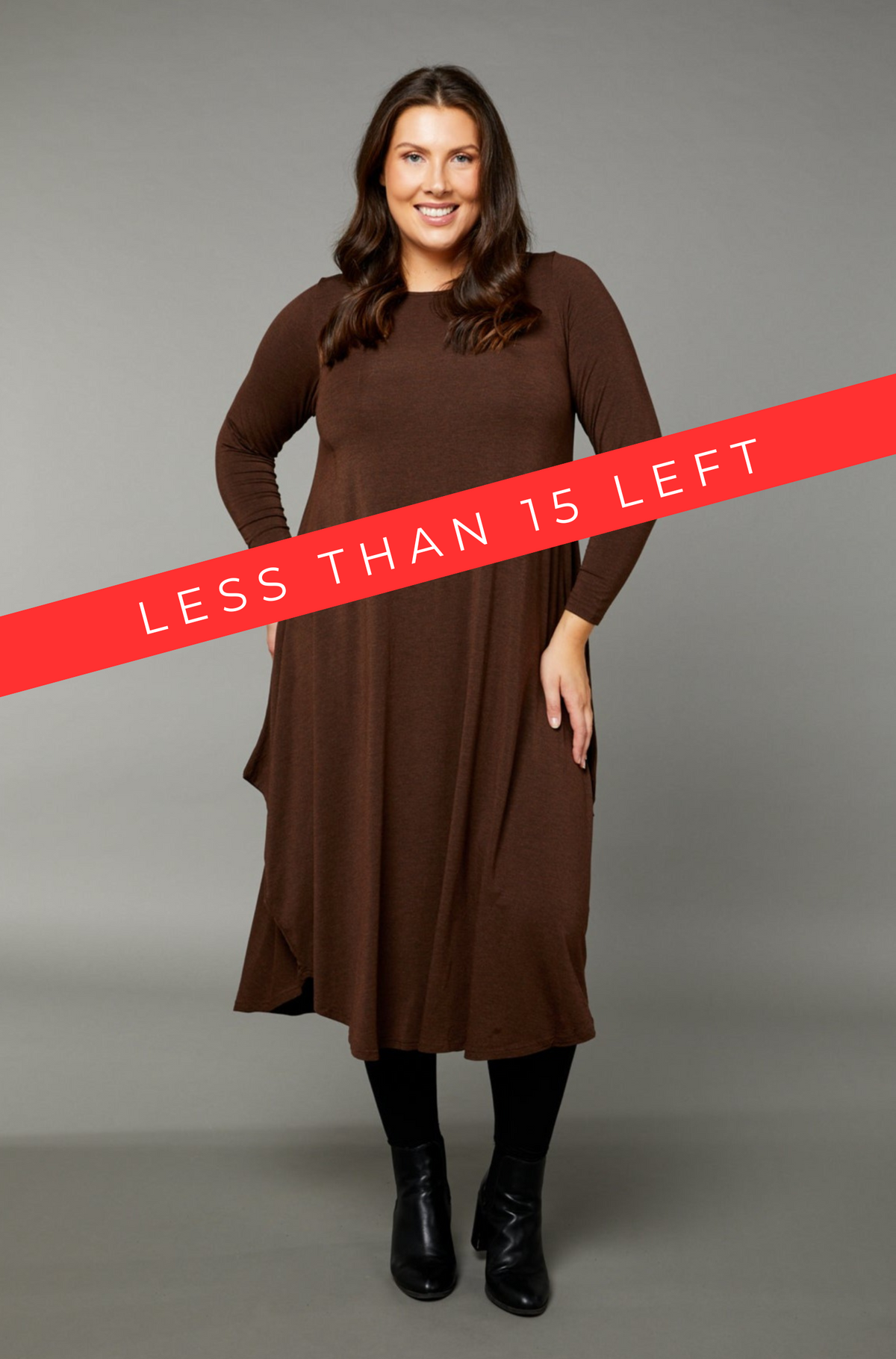 Long Sleeve Tri Dress - Chocolate