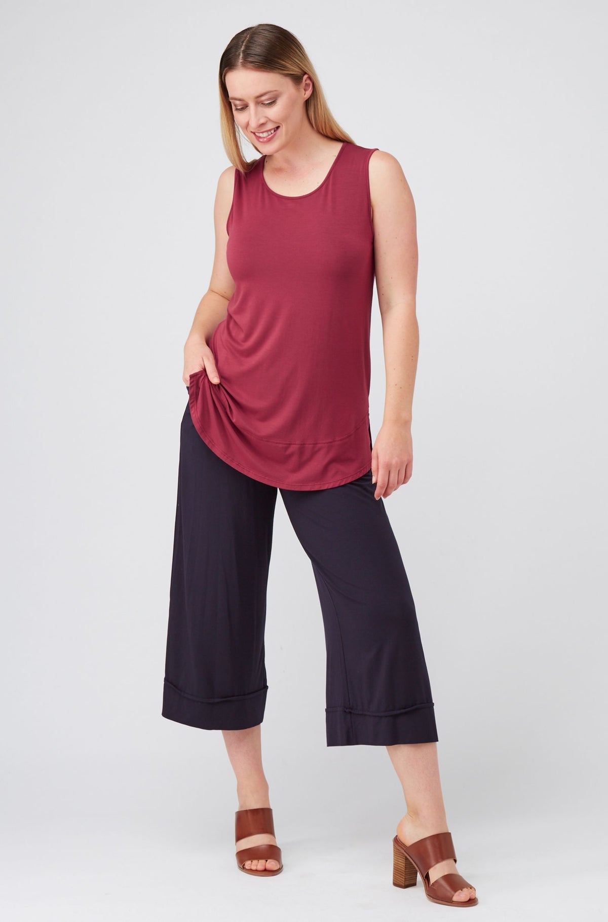 Split Hem Tank Sample - Sangria
