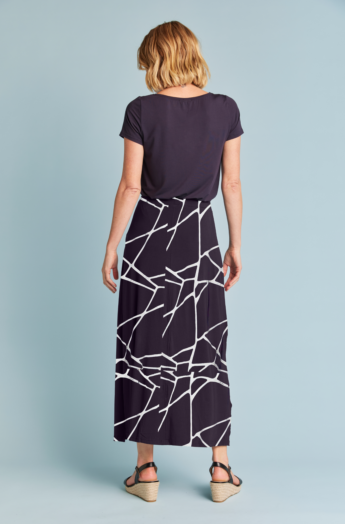 Long Panel Skirt - Navy Marble