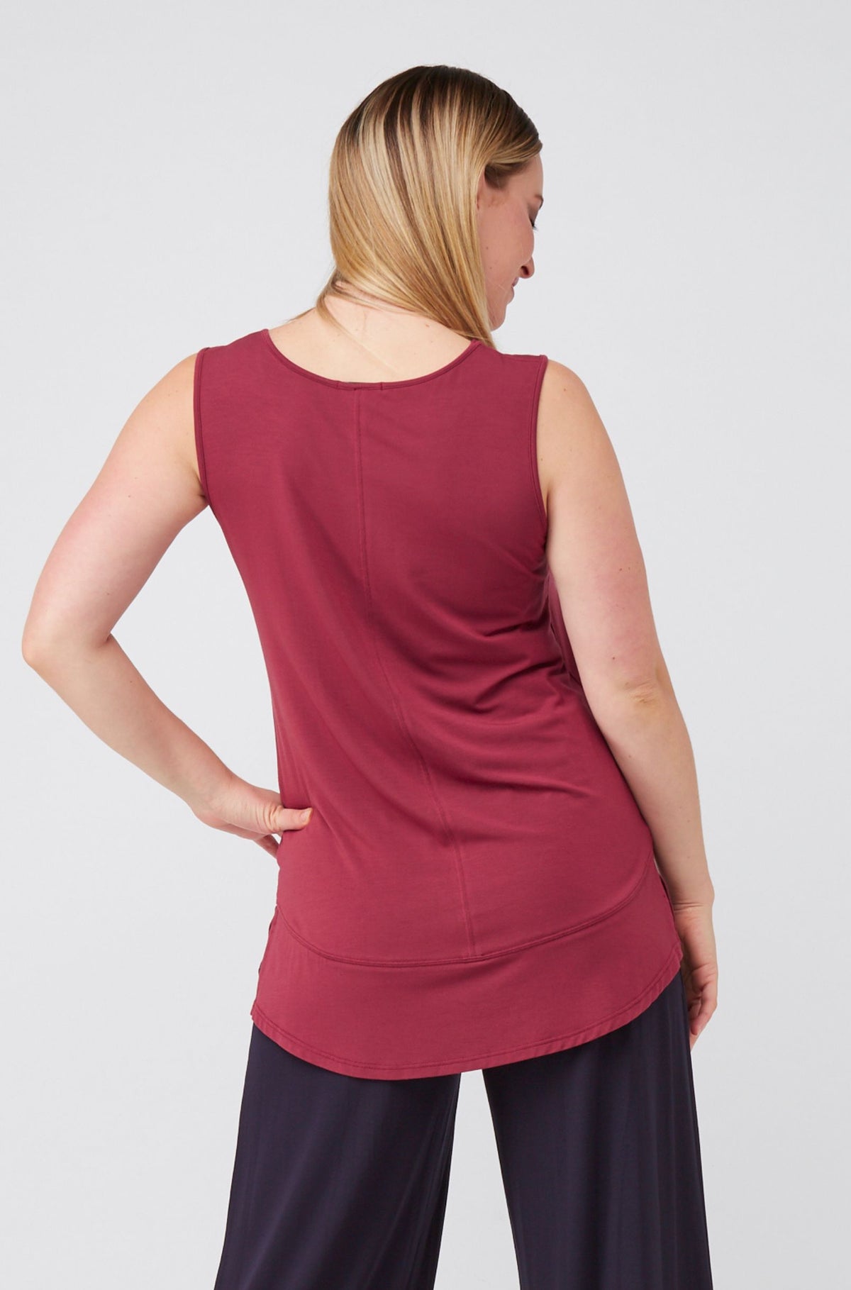 Split Hem Tank Sample - Sangria