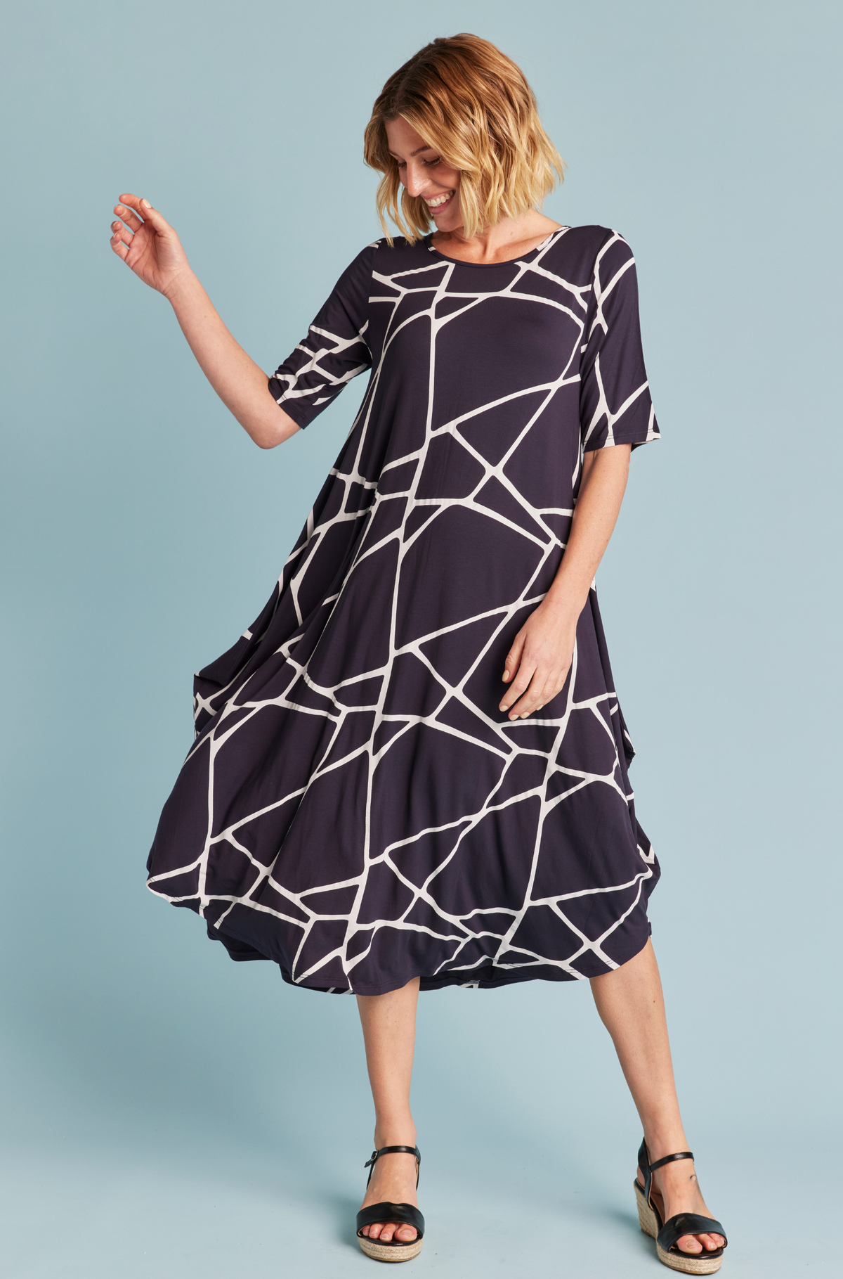 Original Tri Dress - Navy Marble