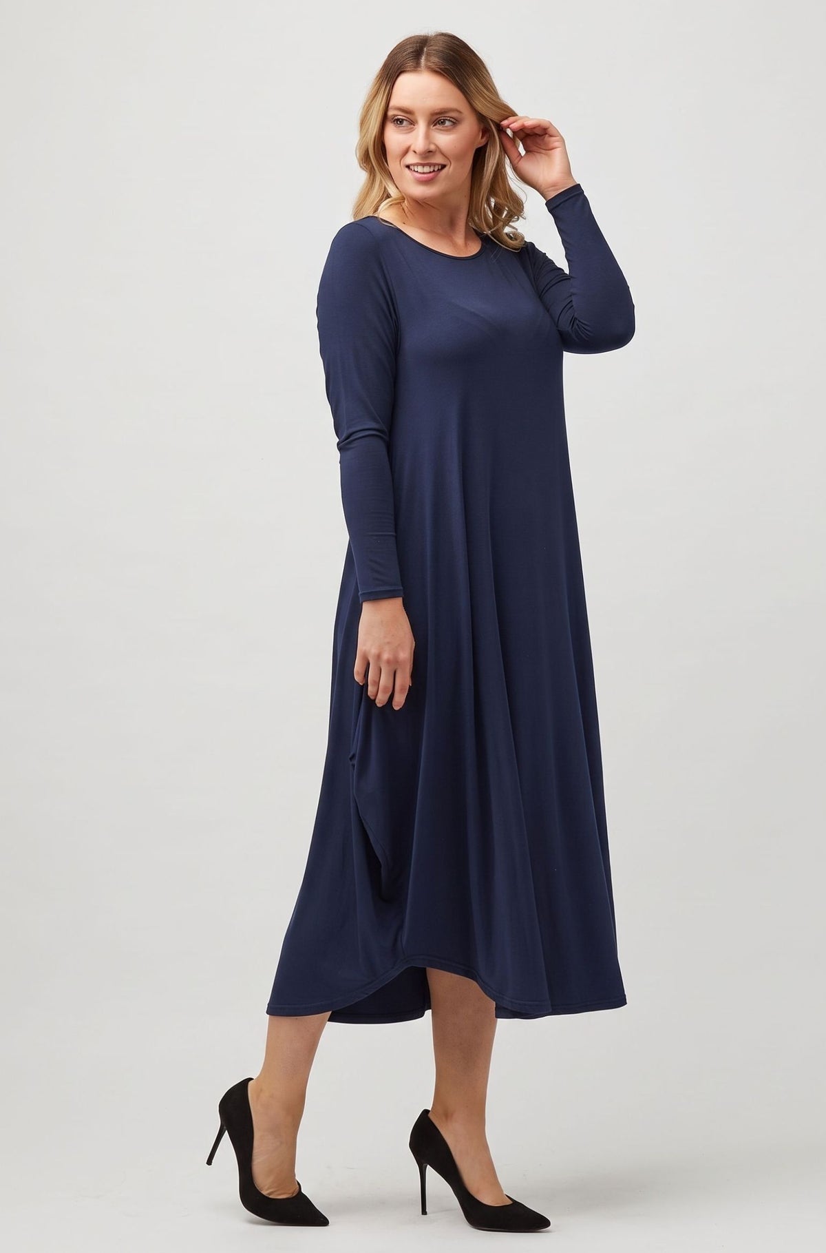 Long Sleeve Tri Dress Sample - Denim Eclipse