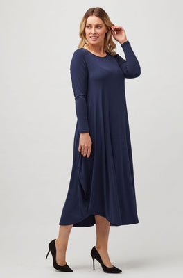 Long Sleeve Tri Dress Sample - Denim Eclipse