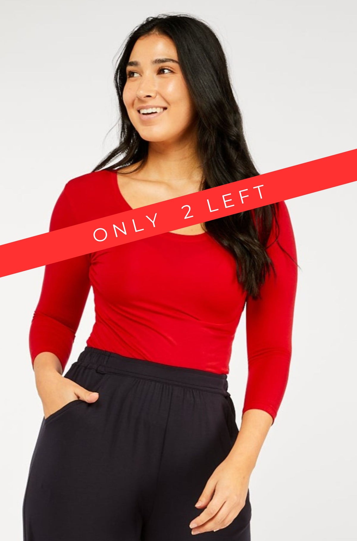 3/4 Sleeve Scoop - Red