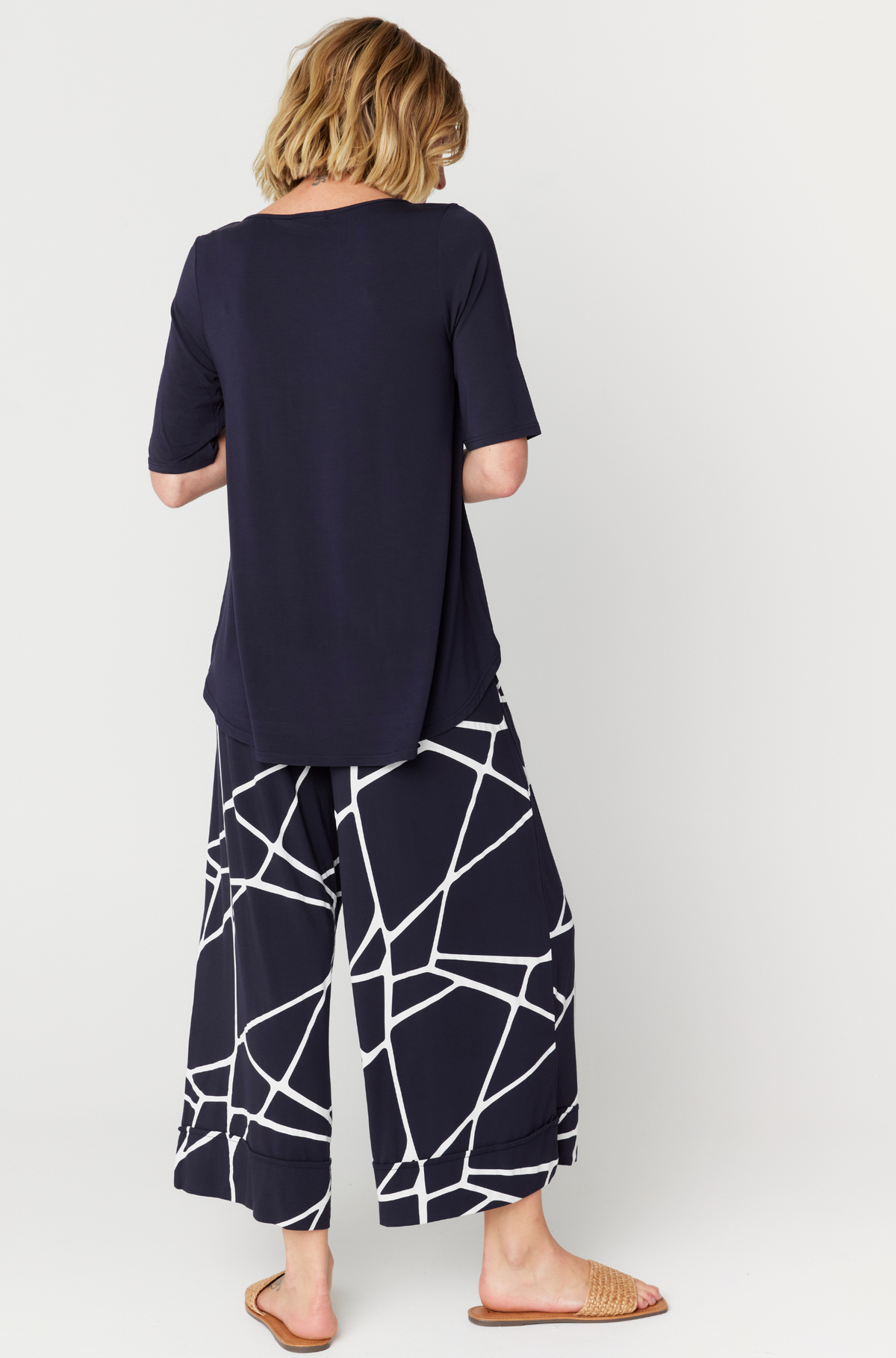 Culotte Resort Pant - Navy Marble