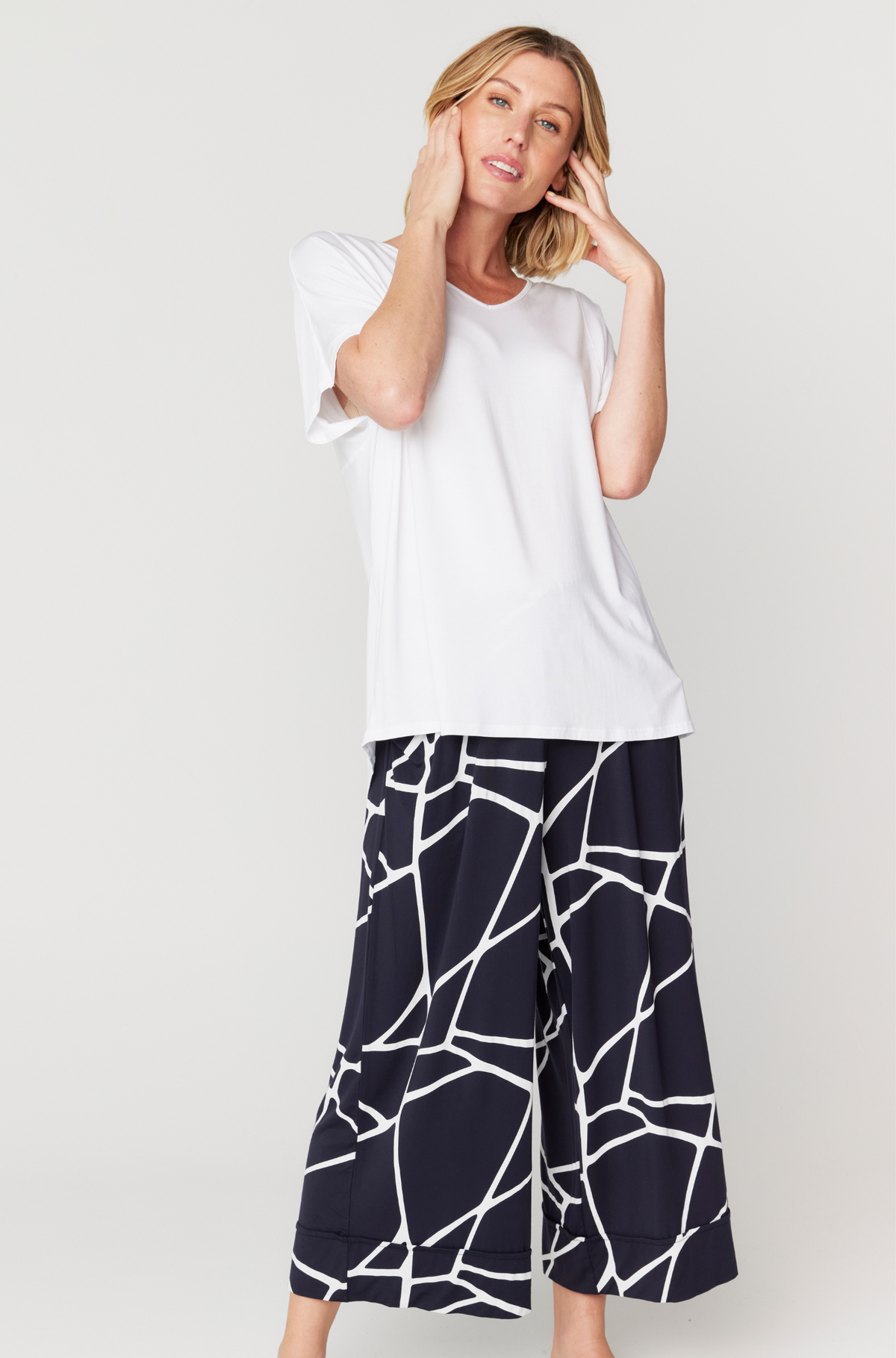 Culotte Resort Pant - Navy Marble