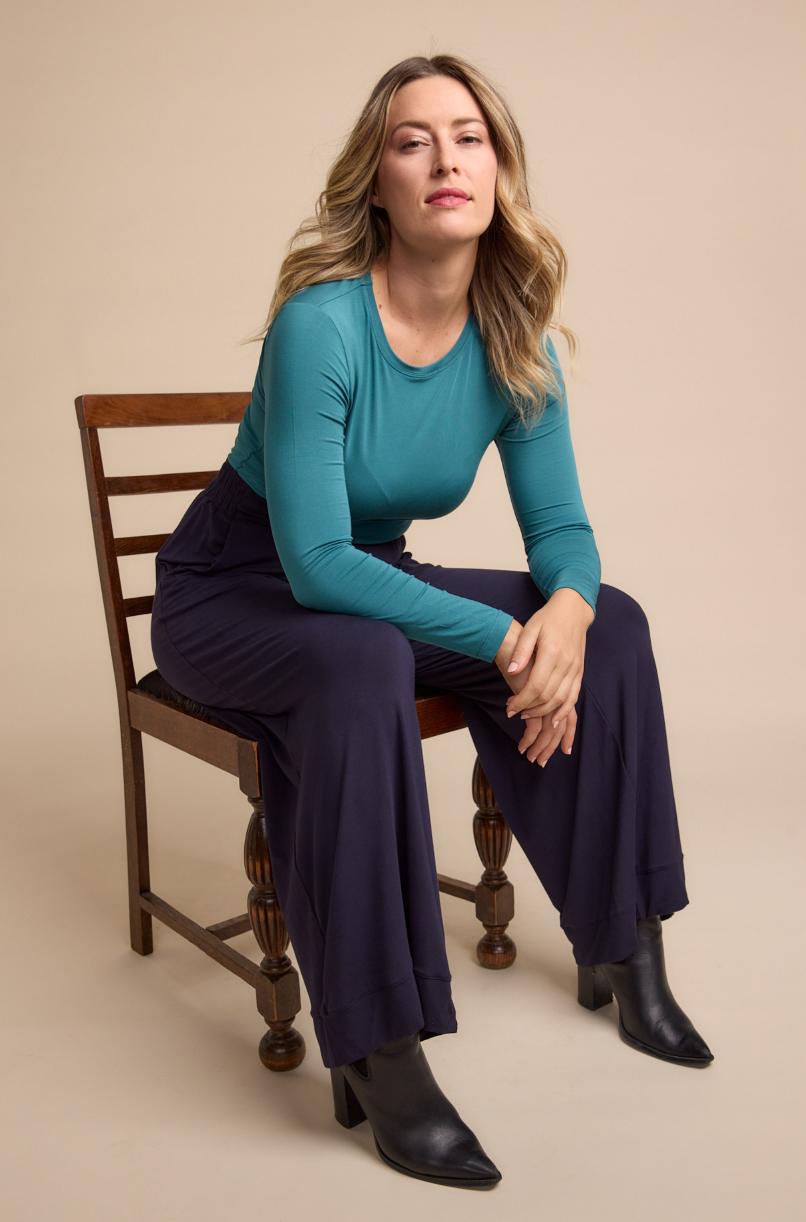 High Neck Long Sleeve - Peacock