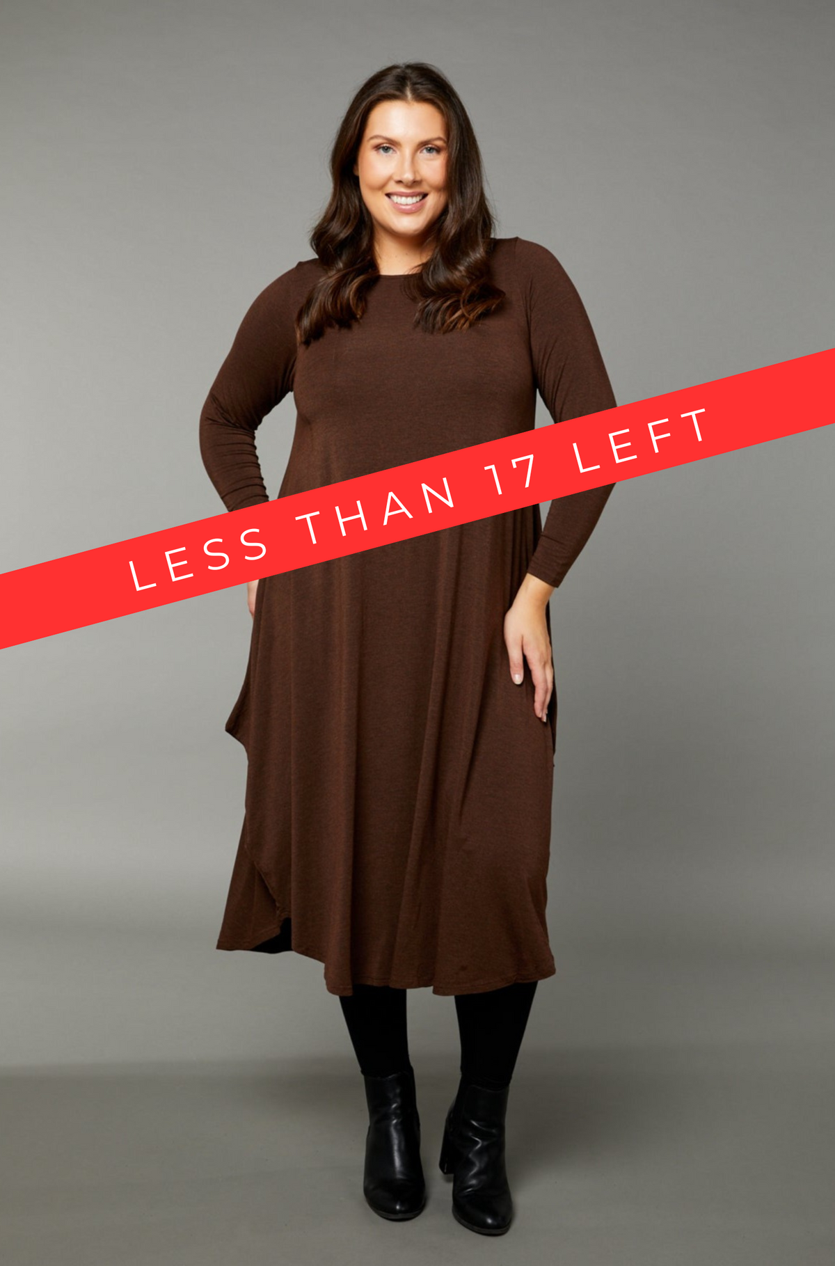 Long Sleeve Tri Dress - Chocolate