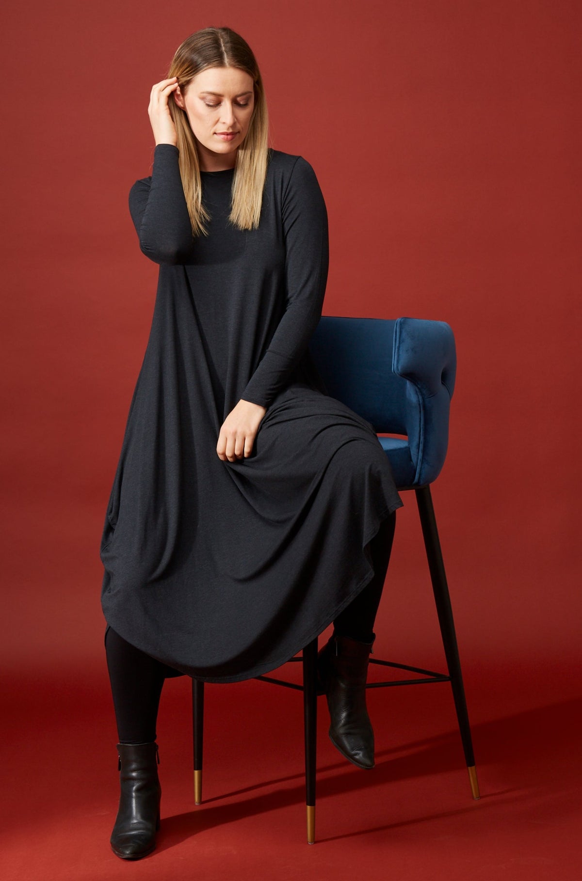 Long Sleeve Tri Dress Graphite