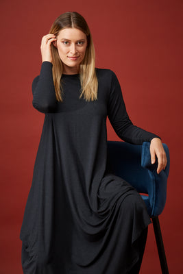 Long Sleeve Tri Dress - Graphite