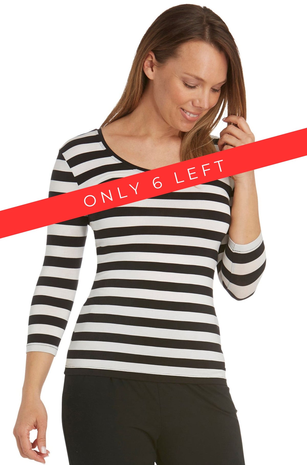 3/4 Sleeve Scoop - Riviera Stripe