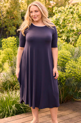 Original Tri Dress Sample - French Navy White Trim