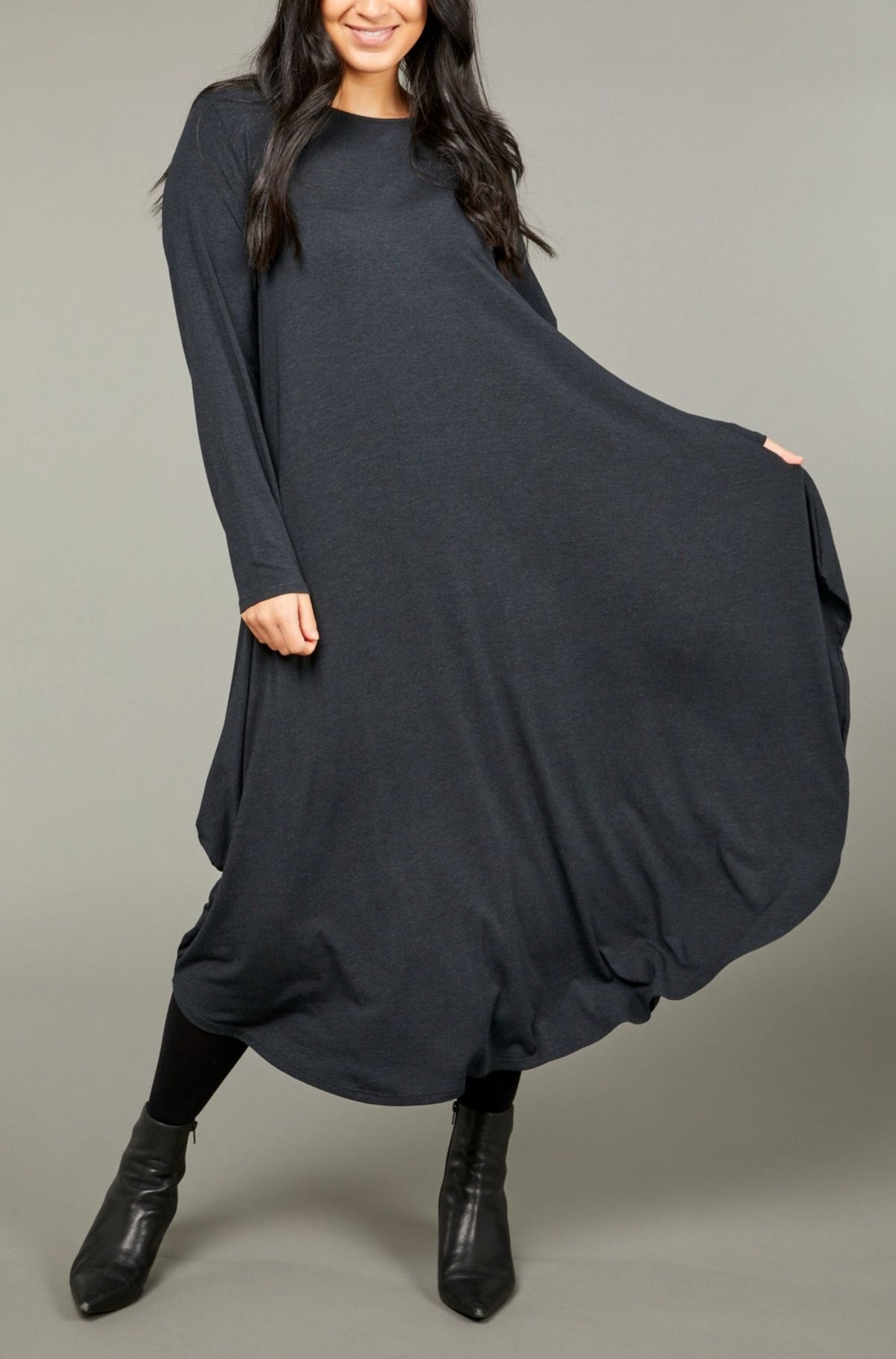 Long Sleeve Tri Dress Sample - Graphite