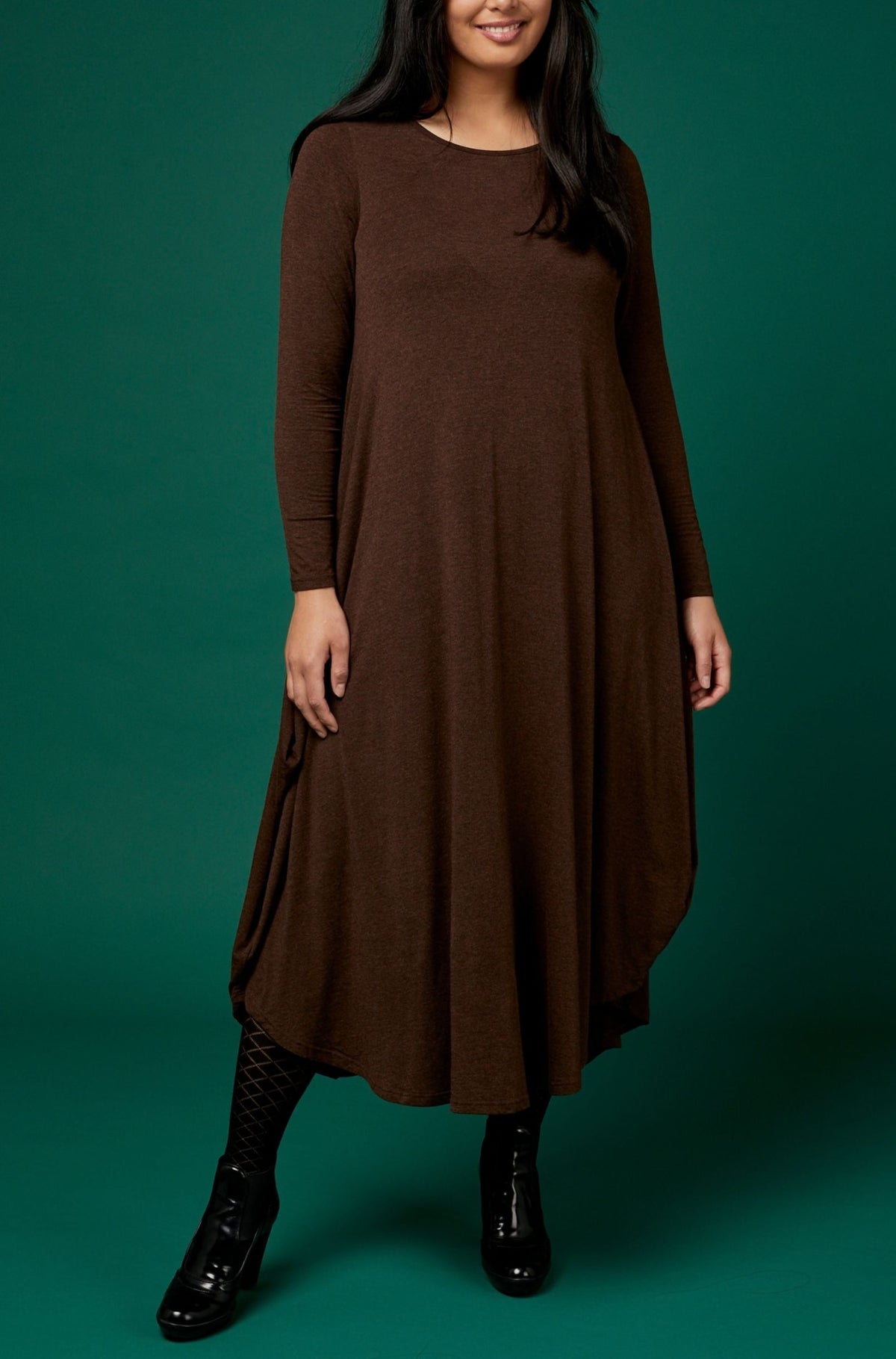 Long Sleeve Tri Dress Sample - Chocolate