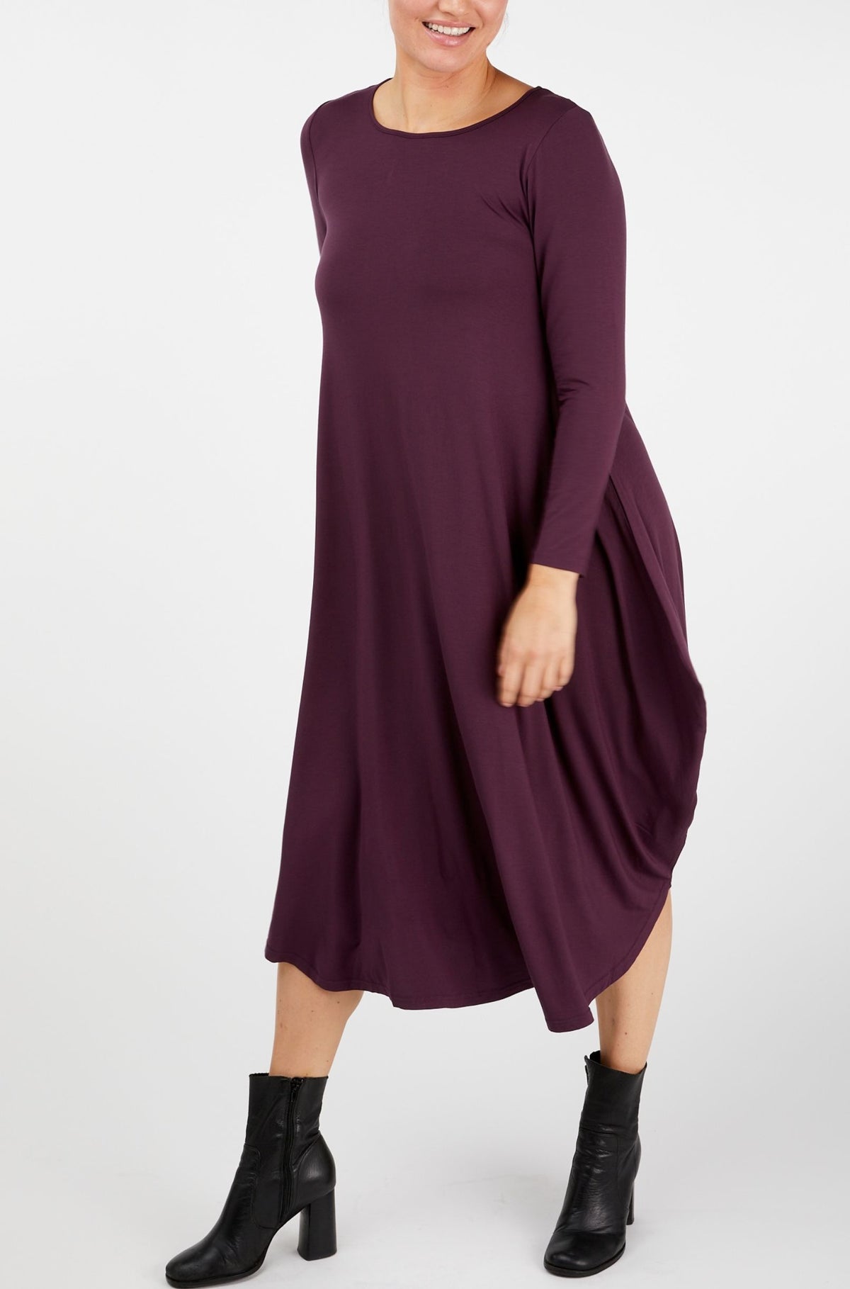Long Sleeve Tri Dress Sample - Wine