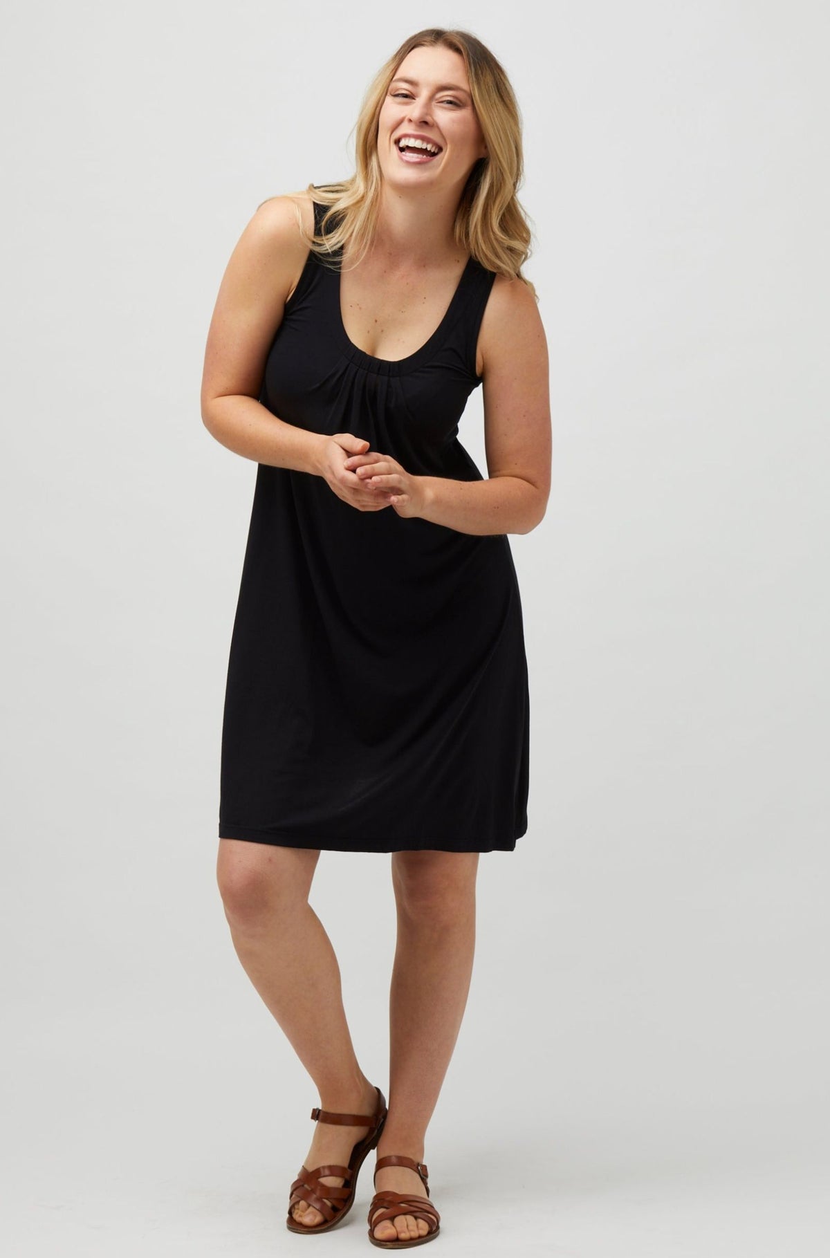 Pintuck Sleeveless Tunic Sample - Black