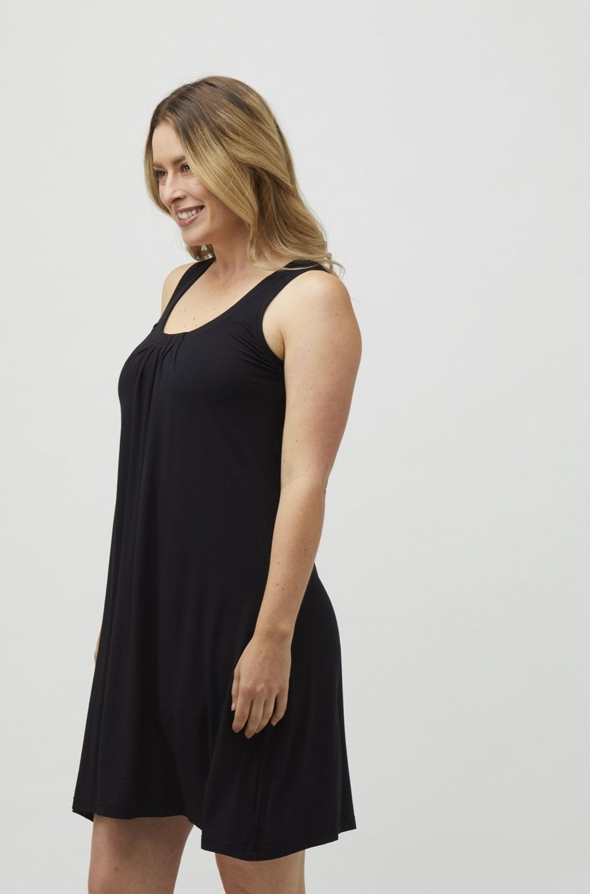 Pintuck Sleeveless Tunic Sample - Black