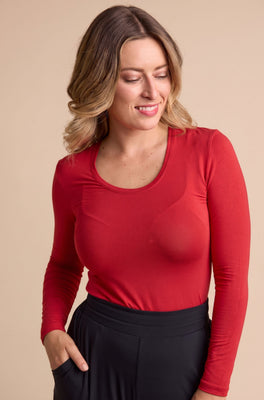 Scoop Neck Long Sleeve - Red