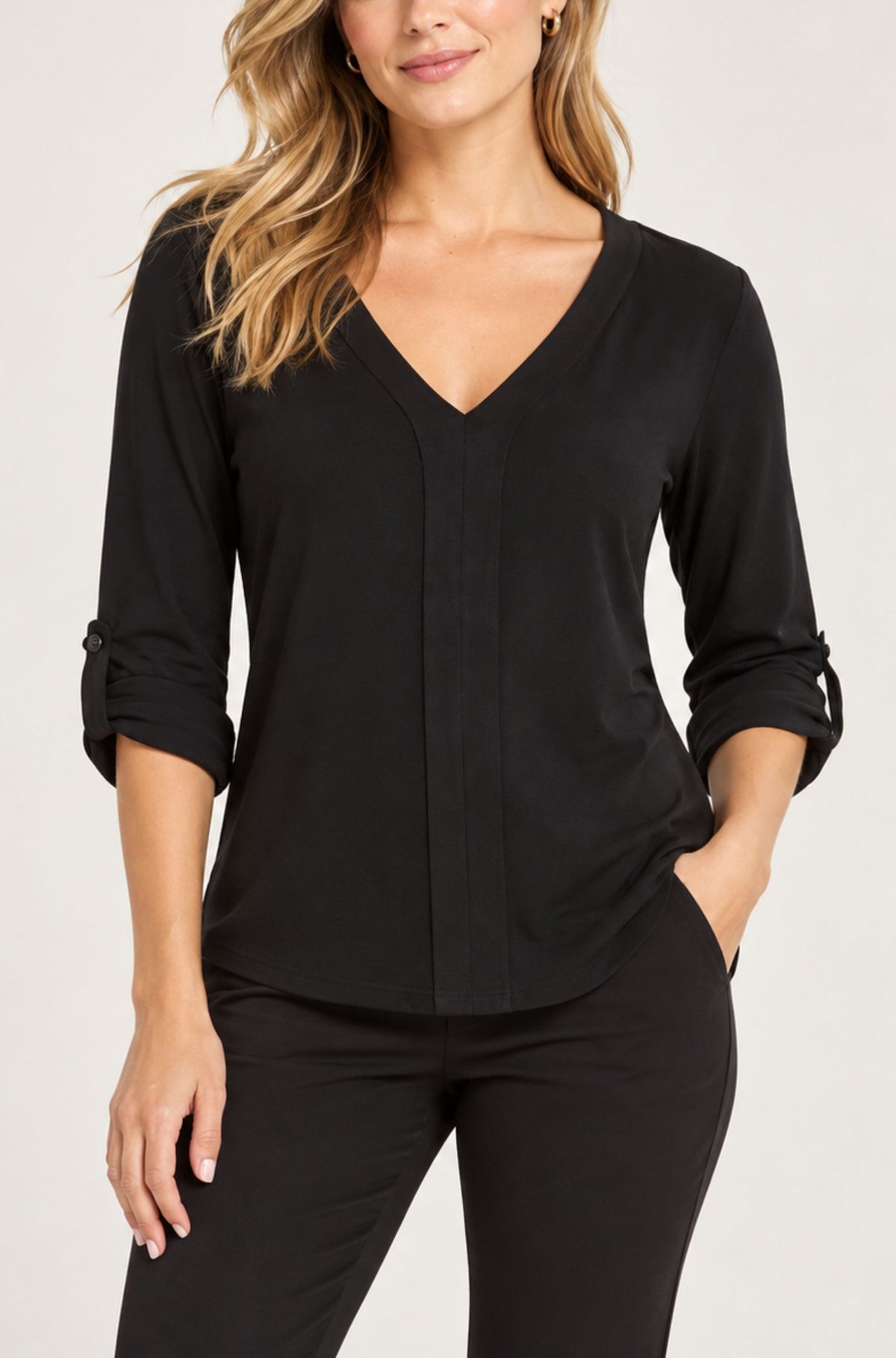 3/4 Sleeve Blouse Sample - Black