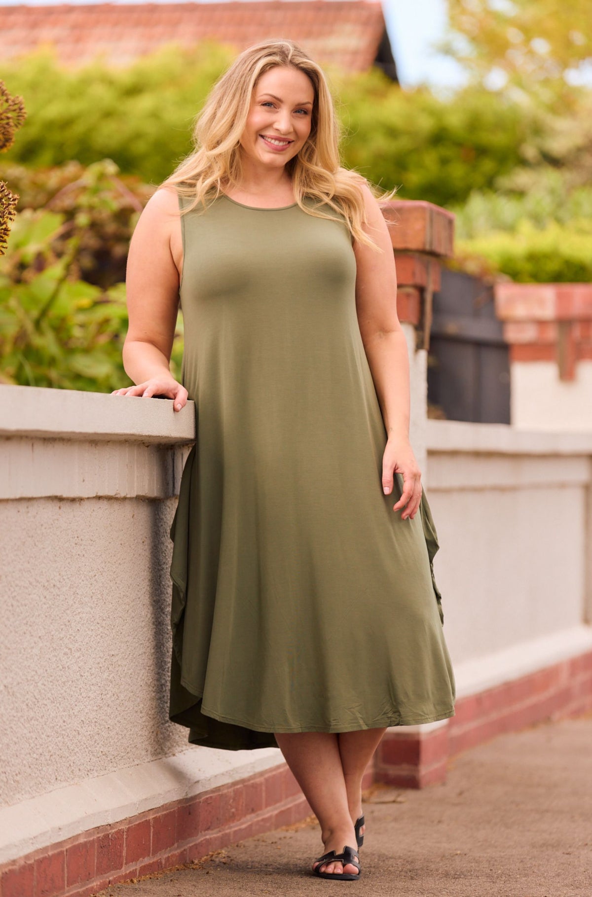 Sleeveless Tri Dress Sample - Olive