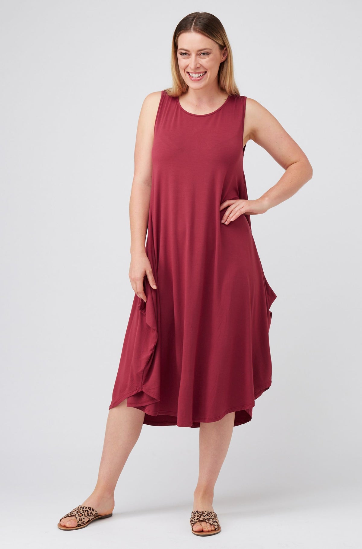 Sleeveless Tri Dress Sample - Sangria