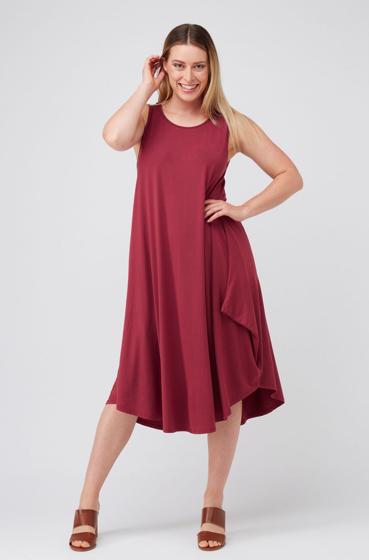 Sleeveless Tri Dress Sample - Sangria
