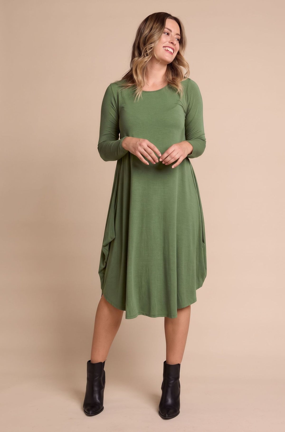 Long Sleeve Tri Dress Sample - Sage