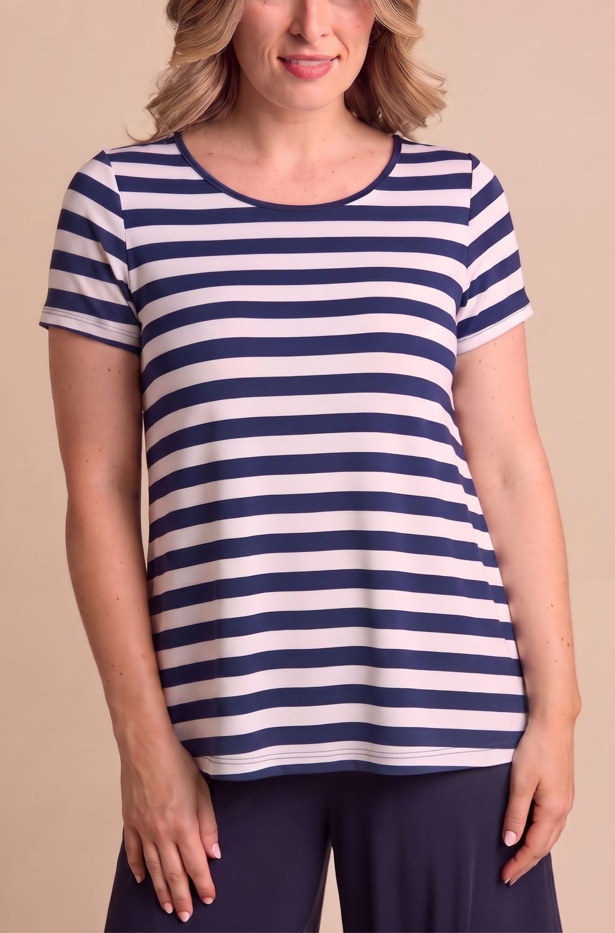 Swing Tee Sample - Riveria French Navy-White Stripe
