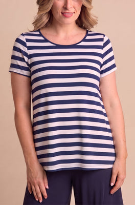 Swing Tee Sample - Riveria French Navy-White Stripe