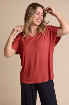 Ivy Swing Tee Sample - Rio Red