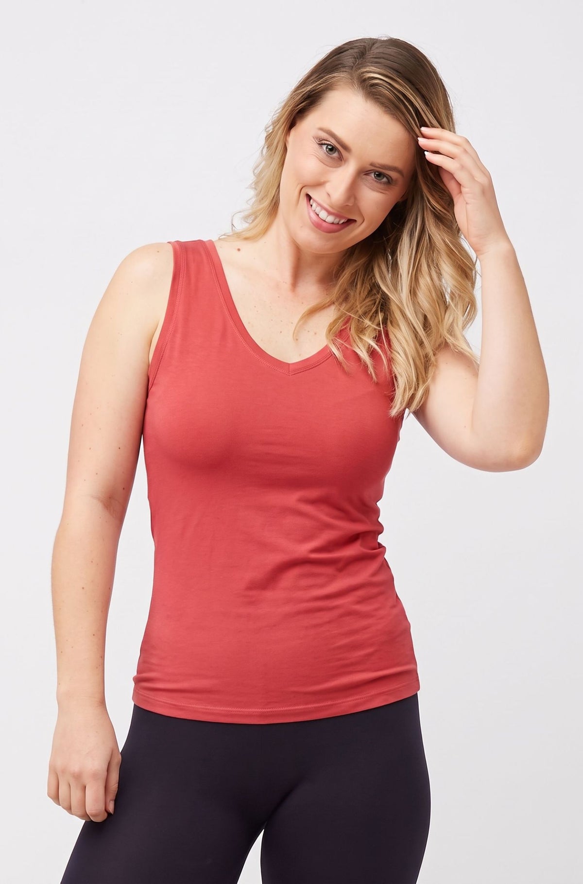 V-Neck Tank Sample - Raspberry