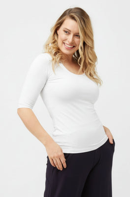 Mid Sleeve Scoop - White