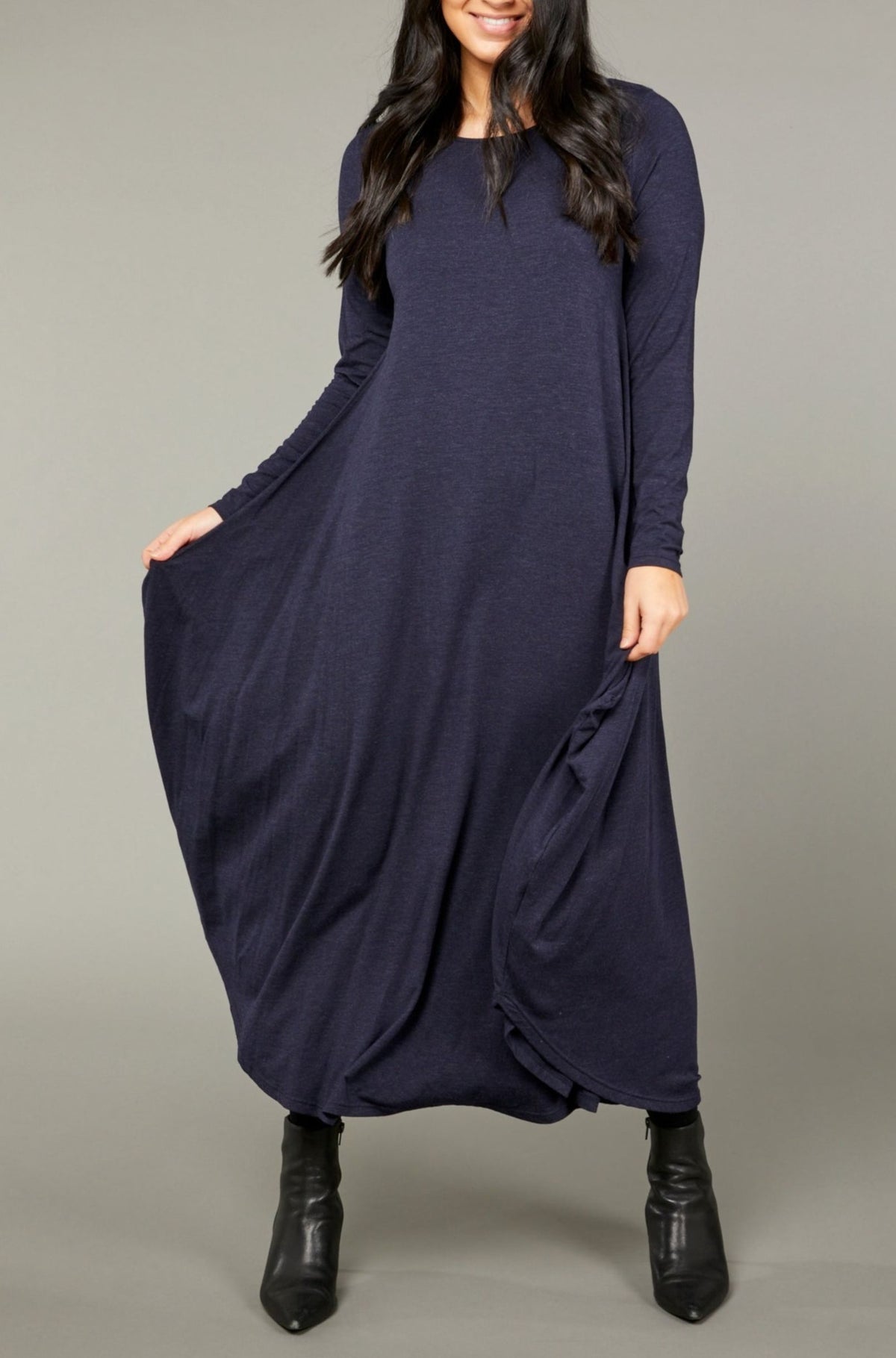 Long Sleeve Tri Dress - Midnight
