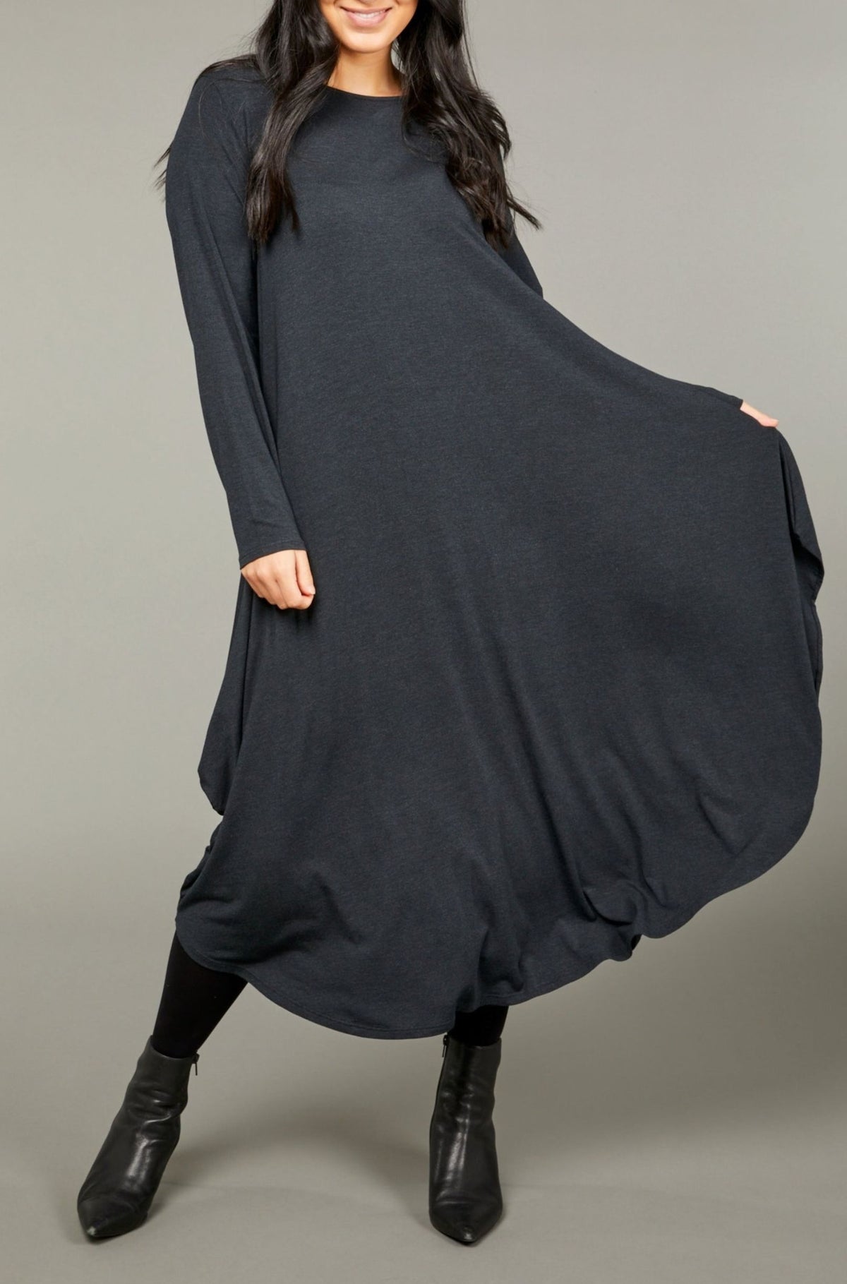 Long Sleeve Tri Dress - Graphite