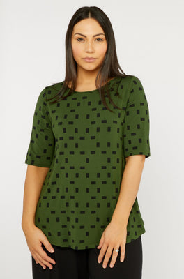 Elbow Swing Tee Sample - Moss Print