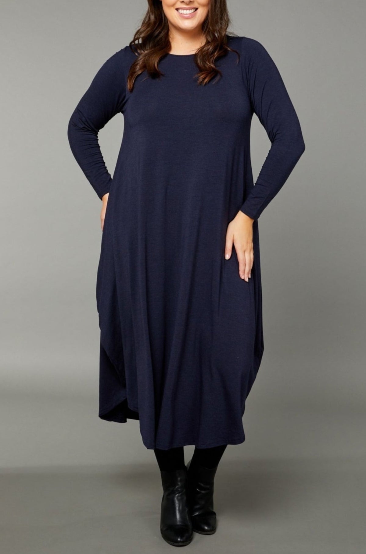 Long Sleeve Tri Dress - Midnight