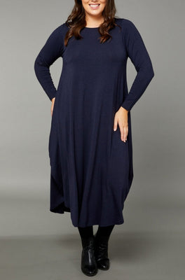 Long Sleeve Tri Dress - Midnight