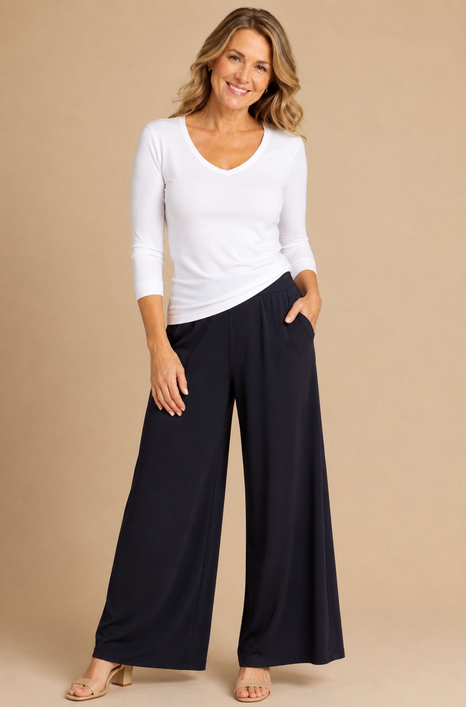 Long Sleeve V-Neck - White