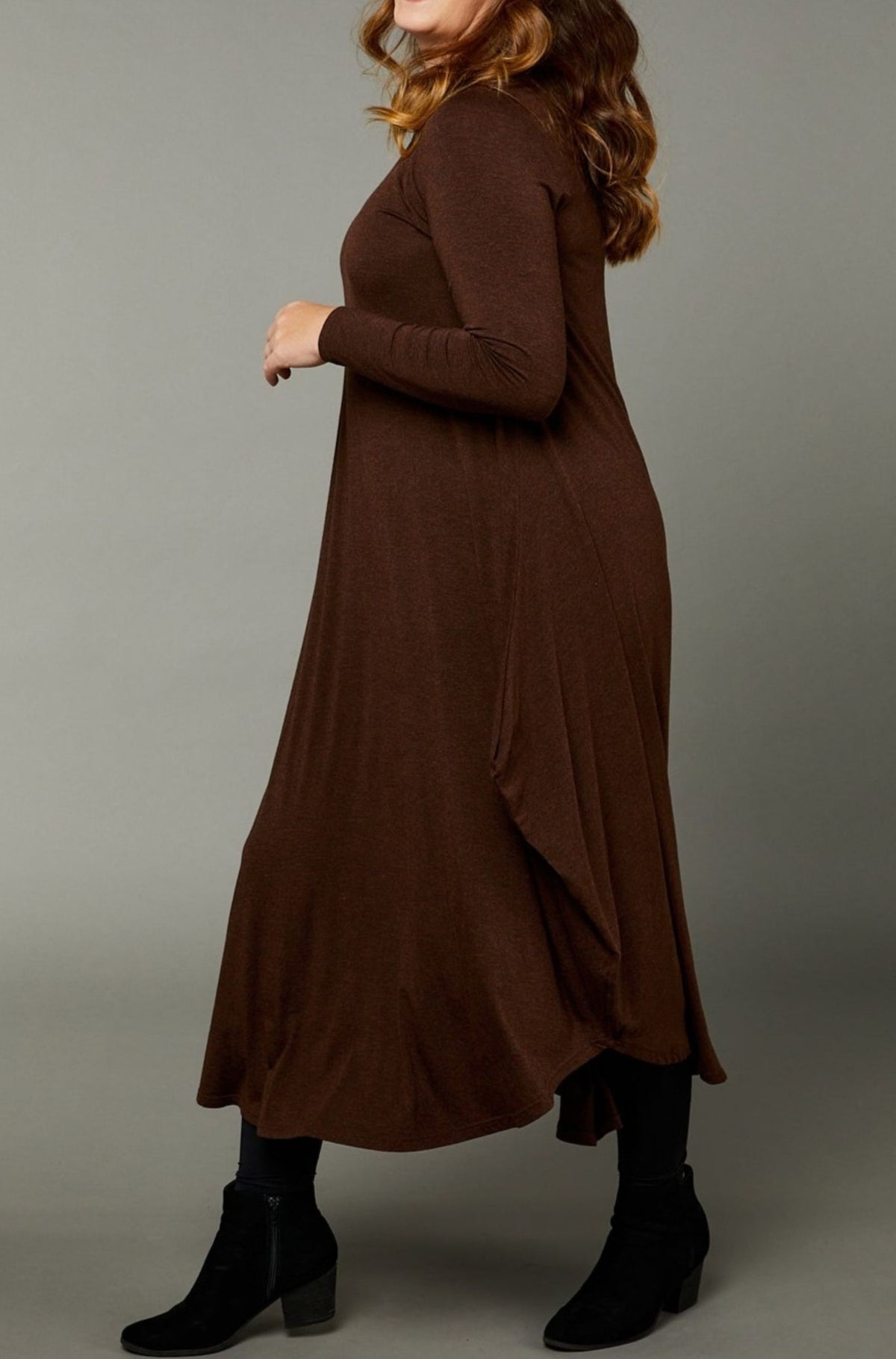Long Sleeve Tri Dress - Chocolate